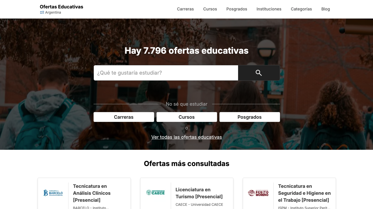 Vista previa de la app Ofertas Educativas